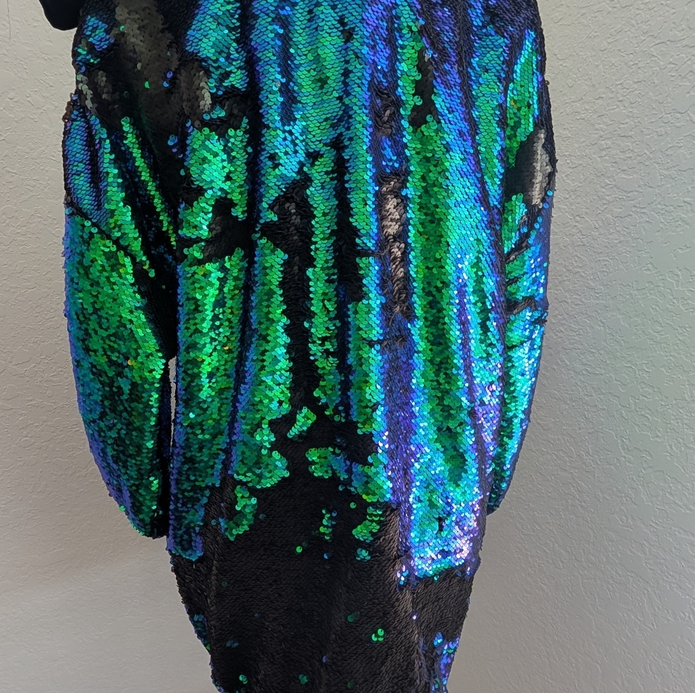 Free People City Lights Oversized Sequin Jacket With Velvet Hood - Picture 6 of 10